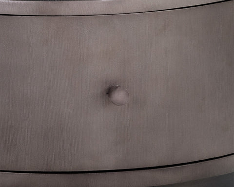 Contemporary Curved Drum Nightstand in Bronze Finish