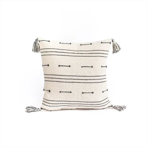 Powered by People Bohemian Handwoven Square Pillow with Tassels Accent - 18 x 18