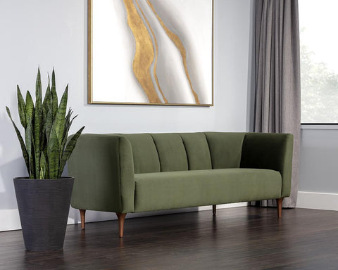 Magnolia Mid Century Curved Armrests Standard Sofa