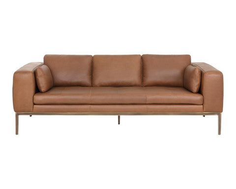 Burr Contemporary Leather Tuxedo Sofa with Armrests