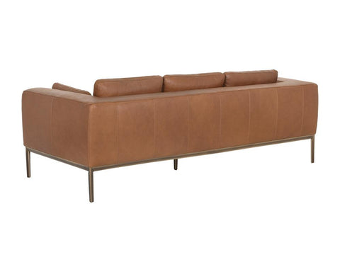 Burr Contemporary Leather Tuxedo Sofa with Armrests