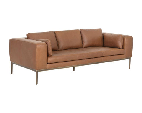 Burr Contemporary Leather Tuxedo Sofa with Armrests