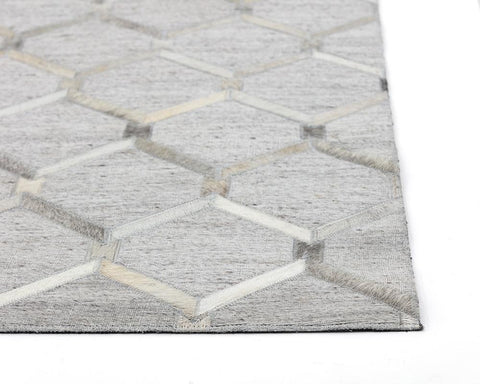 Sunpan Contemporary Geometric Cowhide Area Rug in Ivory - 8' x 10' - 9' x 12'