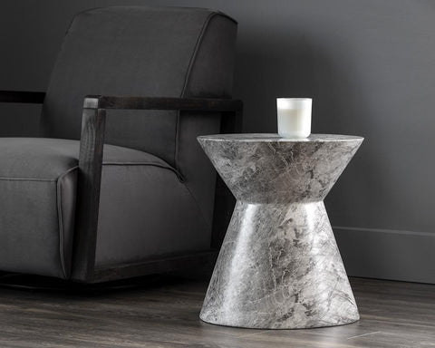 Sunpan Astley Curved Concrete Drum End Table