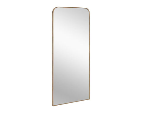 Contemporary Arch Full Length Mirror with Brass Frame for Entryway
