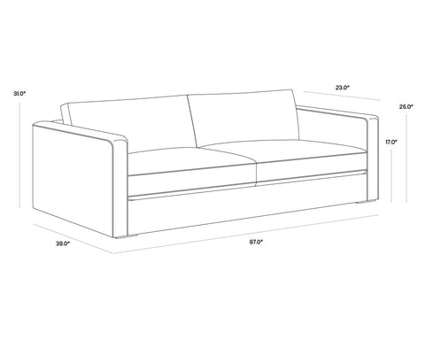 Adrian Transitional Standard Sofa with Square Armrests