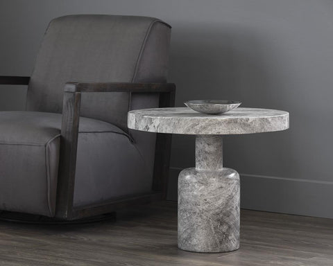 Sunpan Modern Concrete Drum End Table with Abstract Pattern - 23.75 W