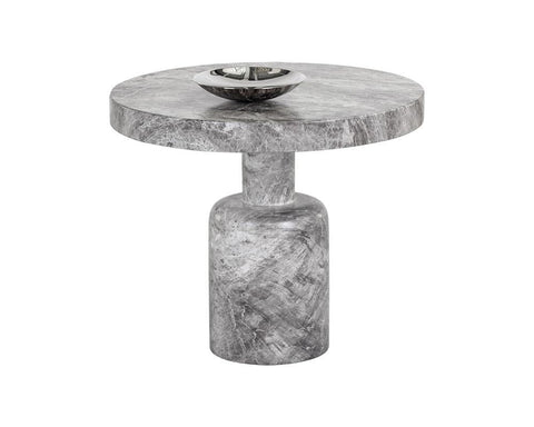 Sunpan Modern Concrete Drum End Table with Abstract Pattern - 23.75 W