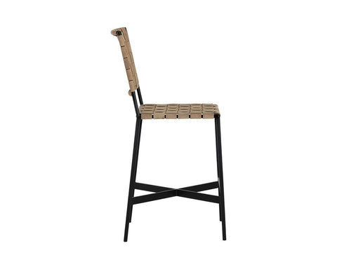 Timeless Minimalist Modern Upholstered Slat Back Counter Stool