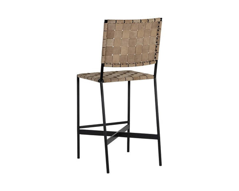 Timeless Minimalist Modern Upholstered Slat Back Counter Stool