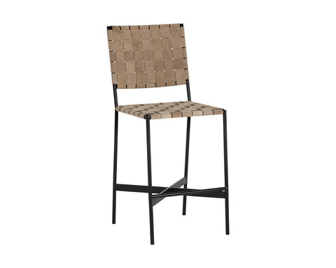 Timeless Minimalist Modern Upholstered Slat Back Counter Stool