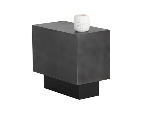 Sunpan Blakely Minimalist Drum End Table in Solid Gray - 24 W