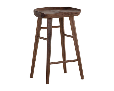 Timeless Minimalist Walnut Contemporary Counter Stool
