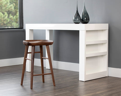 Timeless Minimalist Walnut Contemporary Counter Stool