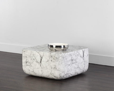 Sunpan Strut Timeless Minimalist Curved Drum Coffee Table