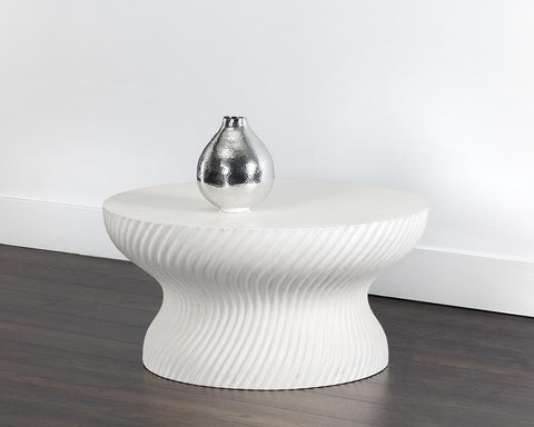 Sunpan Cara Modern Curved Drum Coffee Table