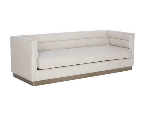 Belfast Talbot Tuxedo Sofa with Brass Base and Horizontal Tufting