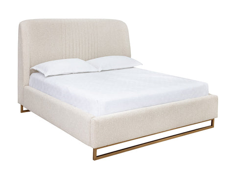 Sunpan Modern Nevin Platform Bed with Upholstered Headboard - Low Profile - King