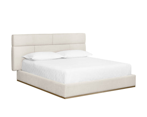 Sunpan Modern Beckham Upholstered Platform Bed with Headboard - Queen - King - Queen