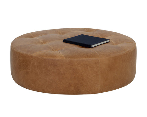 Timeless Minimalist Modern Tufted Leather Cocktail Ottoman