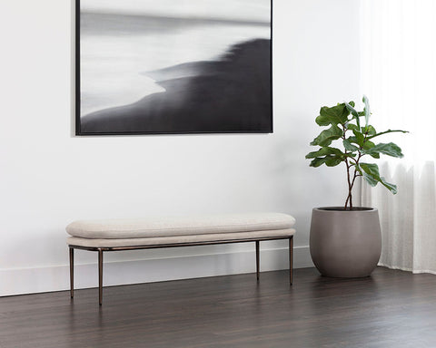 Timeless Minimalist Upholstered Lounge Bench with Cylinder Leg