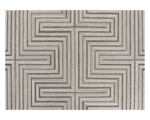 Timeless Minimalist Geometric Wool Area Rug - 8' x 10'