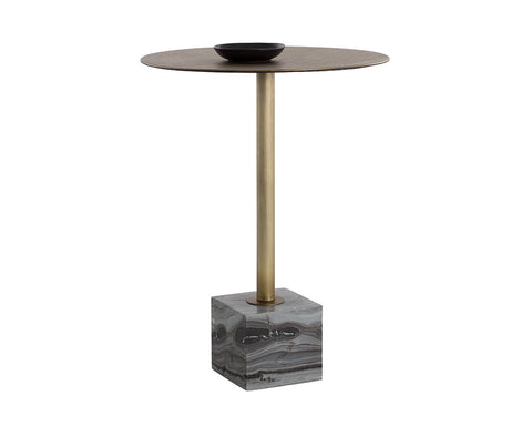 Sunpan Modern Round Marble Drum Accent Table