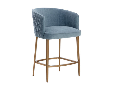 Timeless Minimalist Modern Quilted Barrel Counter Stool