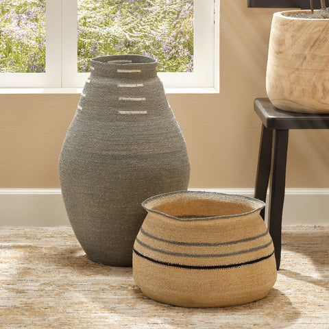 Organic Bohemian Round Woven Basket for Kitchen Storage