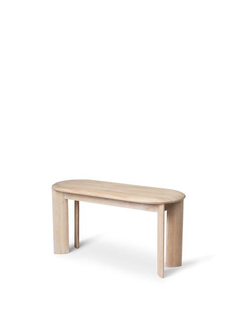 Timeless Minimalist Bevel Oak Dining Bench with Cylinder Leg