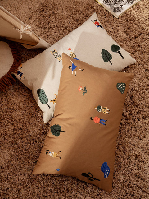 Expressive Renter Organic Cartoon Embroidery Lumbar Pillow