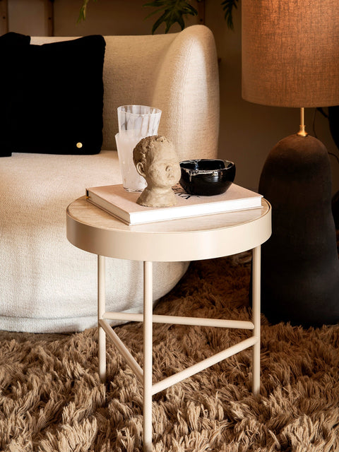 Timeless Minimalist Round Travertine Center Accent Table