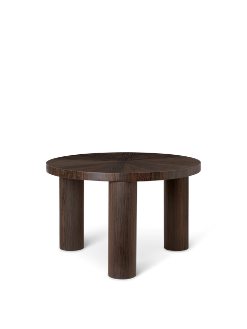 Timeless Minimalist Marquetry Round Coffee Table with Block Legs