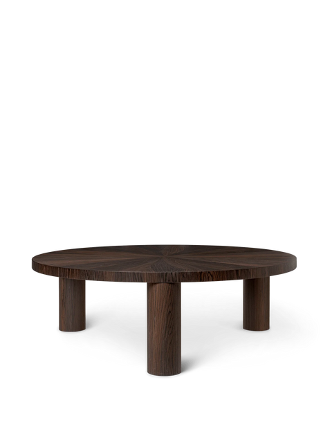 Timeless Minimalist Round Wood Coffee Table with Marquetry