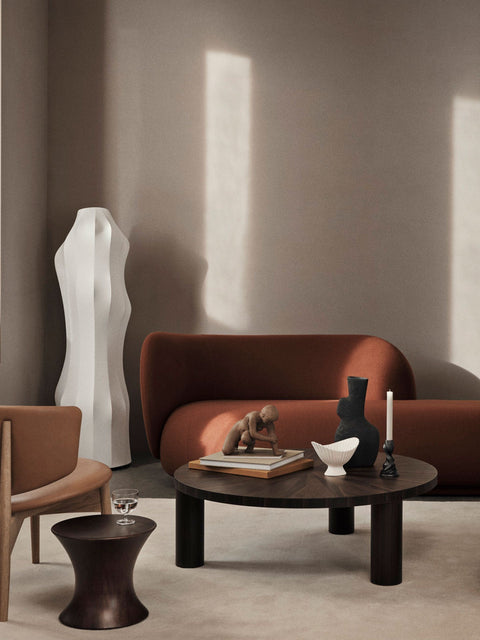 Timeless Minimalist Round Wood Coffee Table with Marquetry