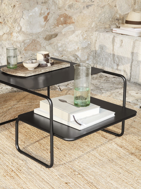 Timeless Minimalist Modern Asymmetrical Base Coffee Table