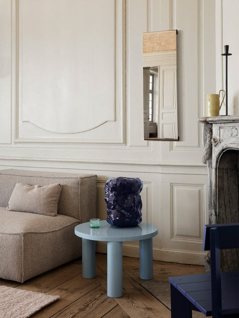 Timeless Minimalist Round Coffee Table with Block Legs