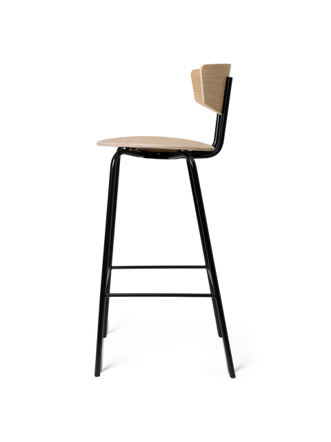 Herman Timeless Minimalist Oak Counter Stool with Curved High Back