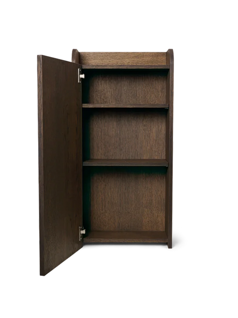 Scandinavian Wall Cabinet with Knob in Veneer and Stone