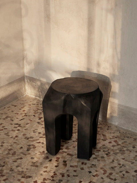 Nature-Driven Modernist Organic Carving Accent Stool