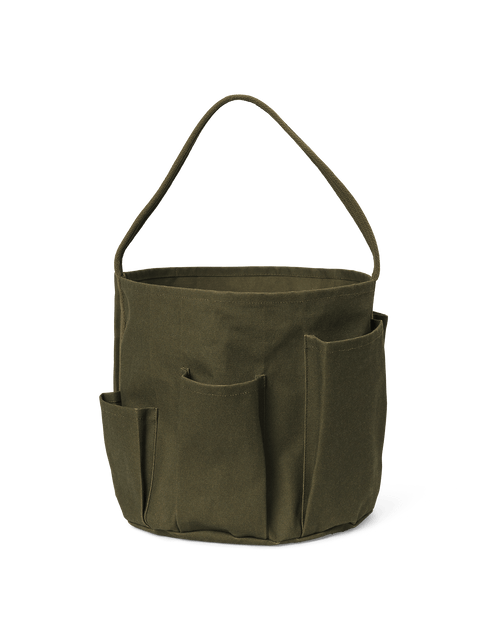 Solid Foldable Bucket Bag with Exterior Pockets