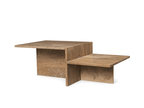 Modern Minimalist Freeform Travertine Coffee Table