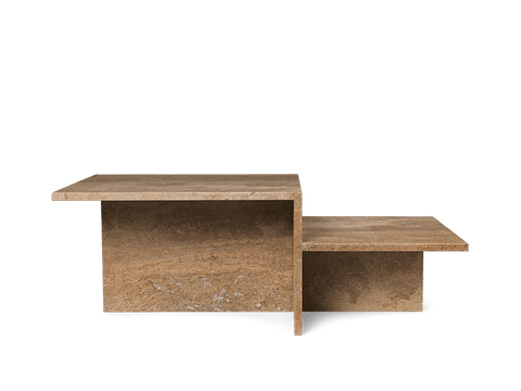 Modern Minimalist Freeform Travertine Coffee Table