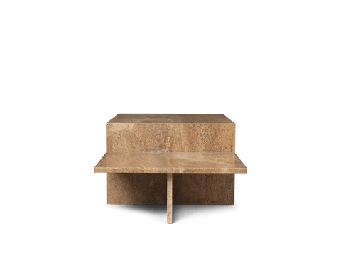 Modern Minimalist Freeform Travertine Coffee Table