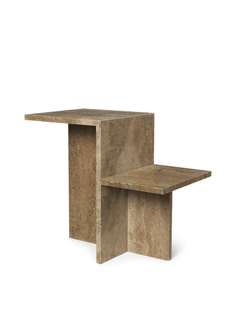 Timeless Minimalist Freeform Travertine Center Table