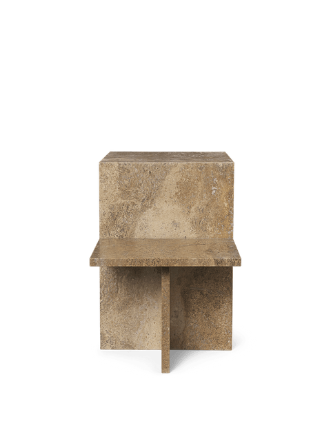 Timeless Minimalist Freeform Travertine Center Table