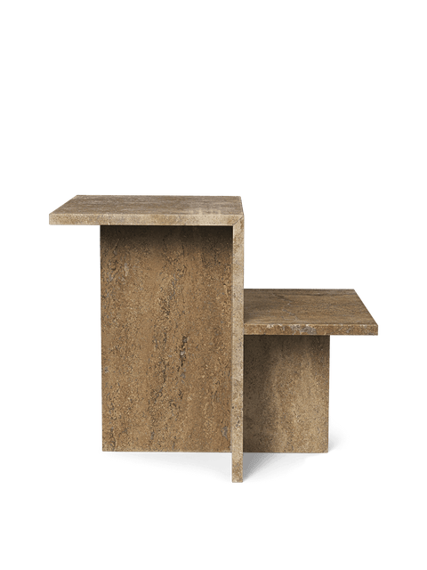 Timeless Minimalist Freeform Travertine Center Table
