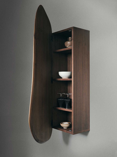 Organic Scandinavian Solid Walnut Wall Cabinet