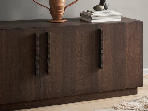 Oak Solid Sideboard with Pull Handle Cabinet