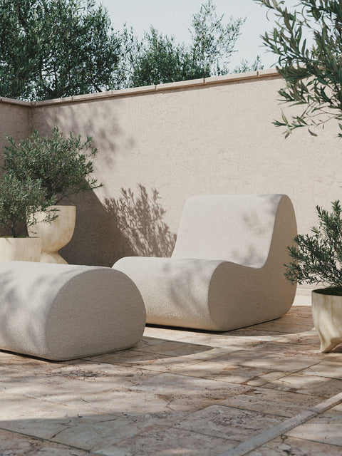 Rouli Minimalist Pouf Ottoman Upholstered for Outdoor Living